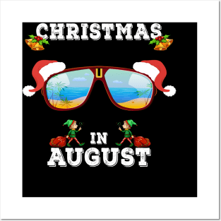 Christmas Sunglasses with Santa claus Hat in August T-Shirt Posters and Art